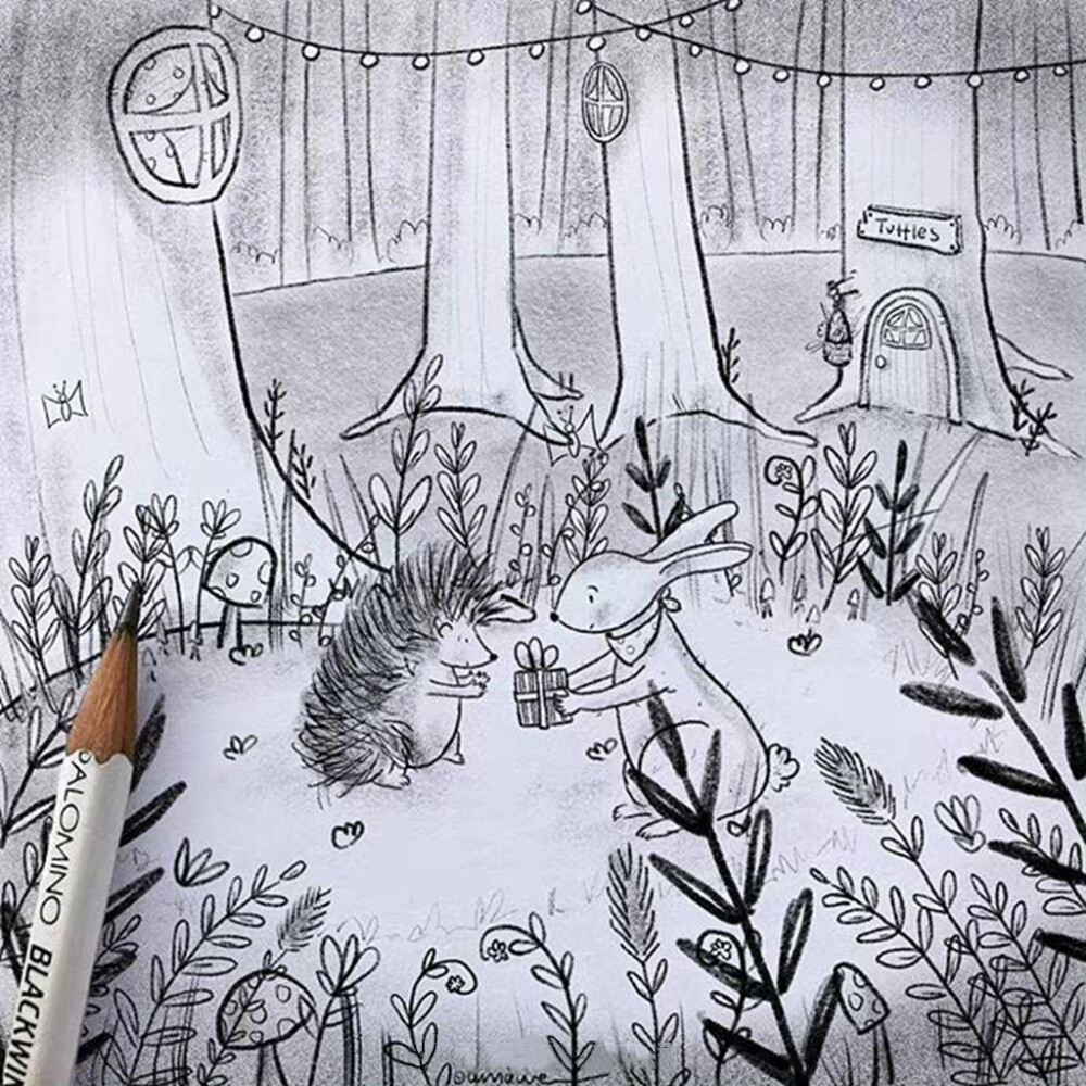 童趣黑白插画,ins:alexandrasillos 676767