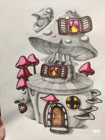 素描蘑菇屋