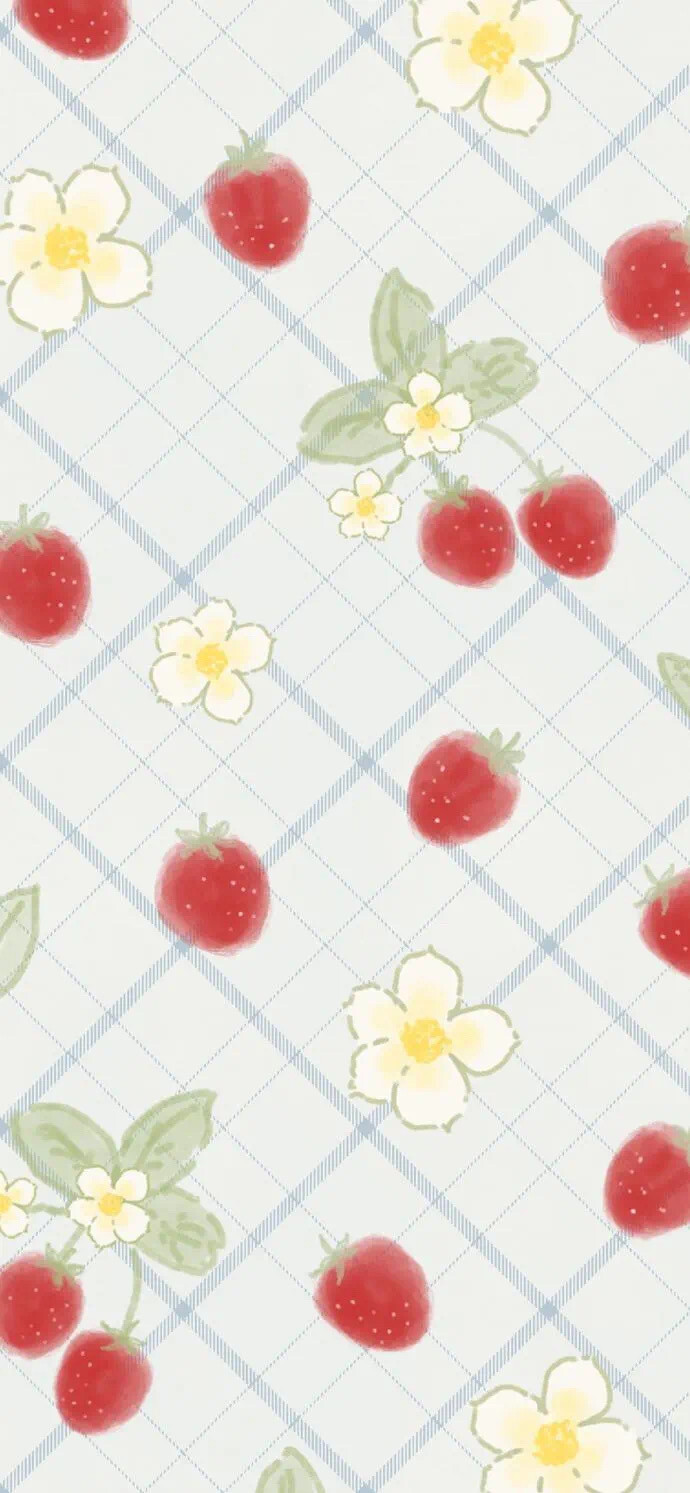 iphone锁屏壁纸 丨手机壁纸丨蓝色壁纸丨可爱壁纸丨卡通壁纸丨草莓