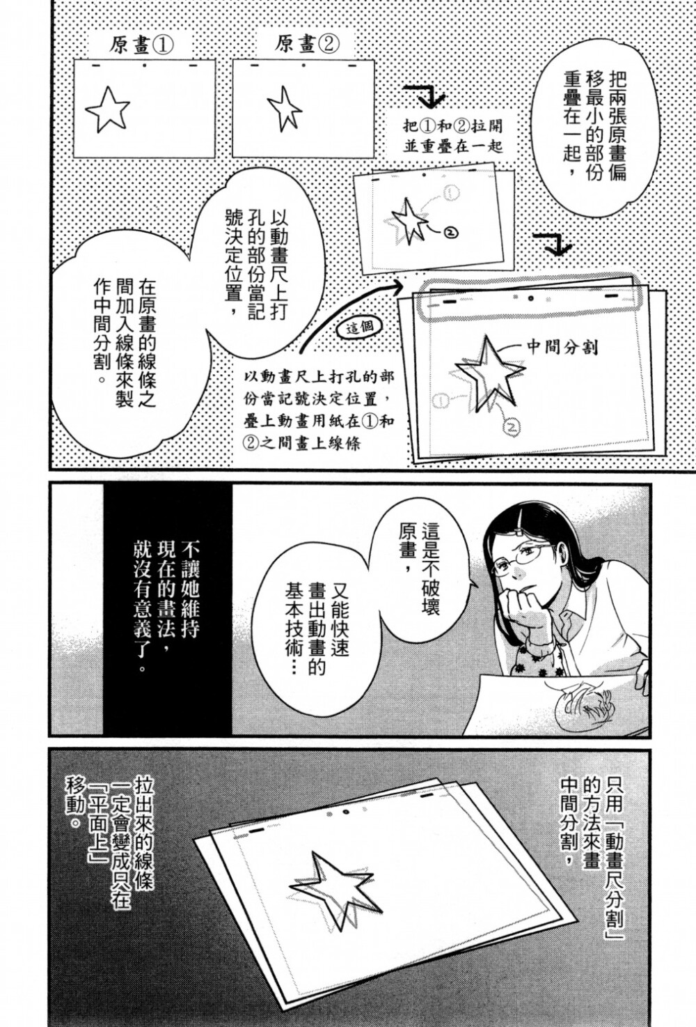 漫画-动画师：1“残留”技巧；234动画尺分割；5热情化为现实就要有技巧；6用布料表达速度；7动画时间表；89分镜表