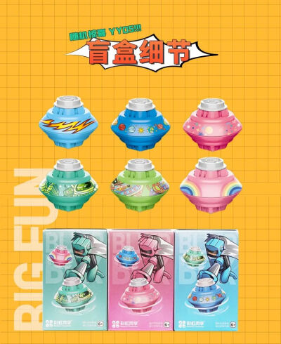 彩虹同学盲盒飞碟陀螺玩法多多造型多多定制食玩产品创新玩法1