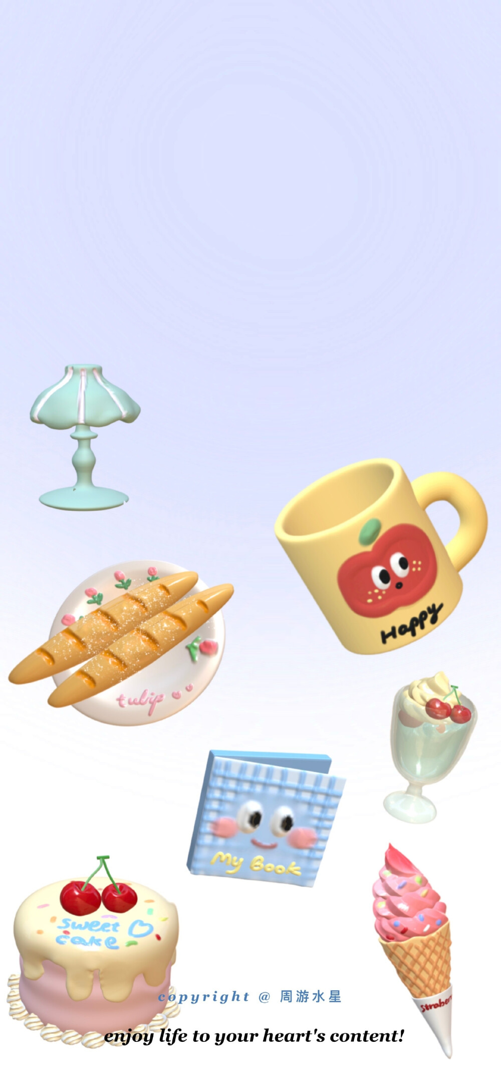 春日 暖色 油画 粉色 蓝色 可爱 壁纸
©周游水星