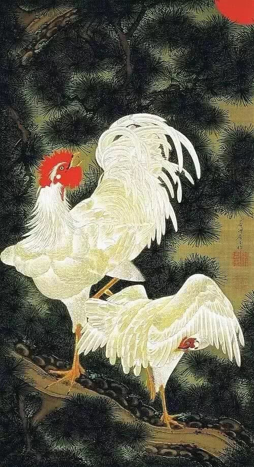 伊藤若冲（1716~1800），日本江户时代著名画家，号斗米庵，据说凡求画者，酬米一斗 。虽是生于京都、锦市场的蔬果盘商之家，但伊藤若冲既无经商才能，也对与客人交际应酬之事感到棘手，因此在他40岁时，他将家业交由弟弟继承，从此退隐，之后就过著他所钟情的绘画人生。