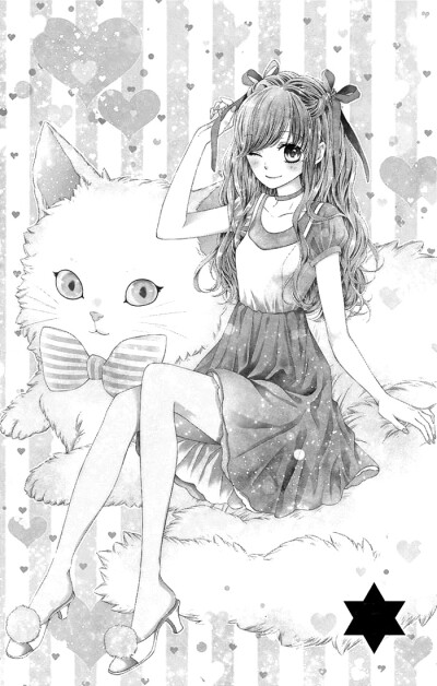 闪闪发光的狮子男孩、Lion boy、黑白、壁纸、漫画、美女