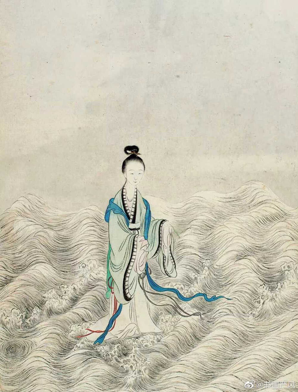 清 顾洛《春闺怡情图册》 。顾洛(1763-约1837)，字西梅，号禹门，浙江钱塘(今杭州)人，清嘉道时名家，画工人物，尤擅仕女、山水，亦工花卉。