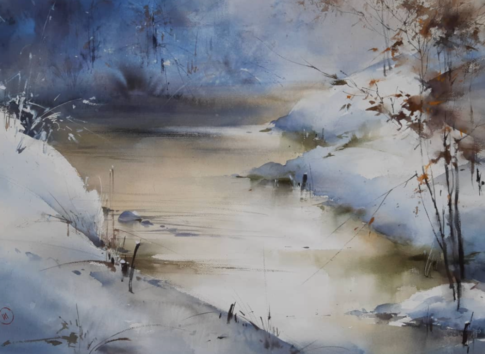 俄罗斯水彩画家令人入迷的水彩雪景:ILya Ibryaev