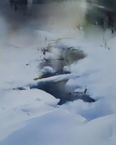 俄罗斯水彩画家令人入迷的水彩雪景:ILya Ibryaev
