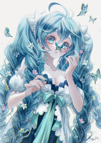 初音未来好漂亮呀绿头发的音乐精灵