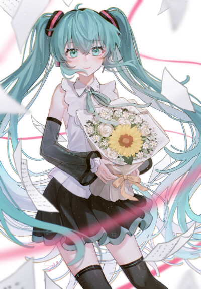 初音未来好漂亮呀绿头发的音乐精灵