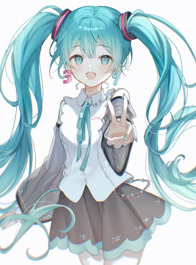 初音未来好漂亮呀绿头发的音乐精灵