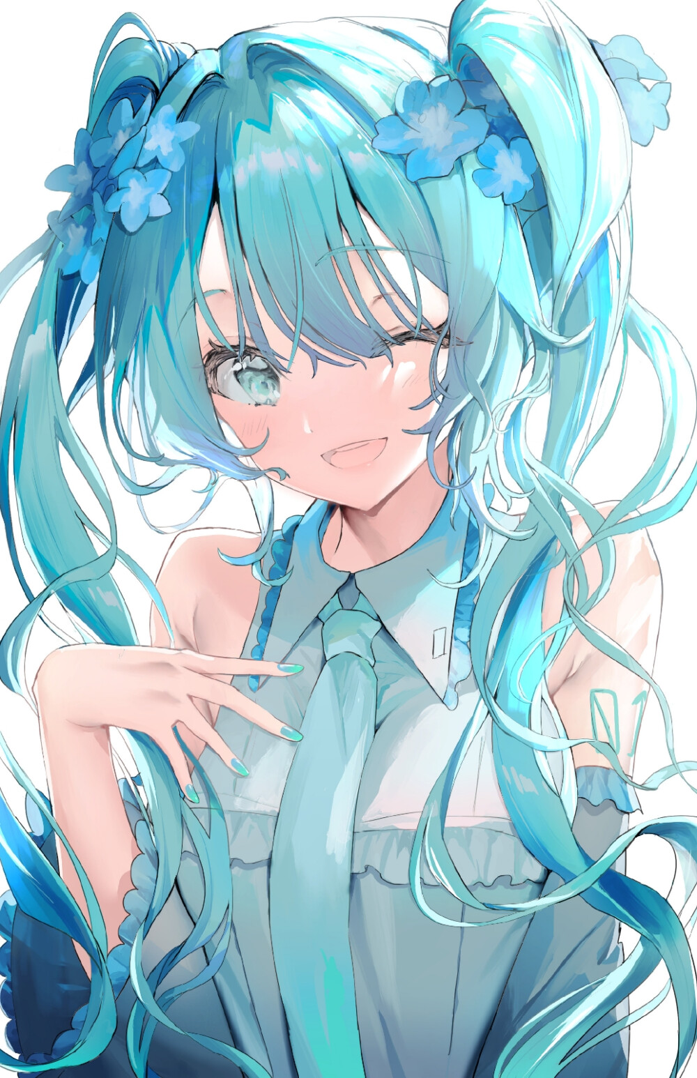 初音未来好漂亮呀绿头发的音乐精灵