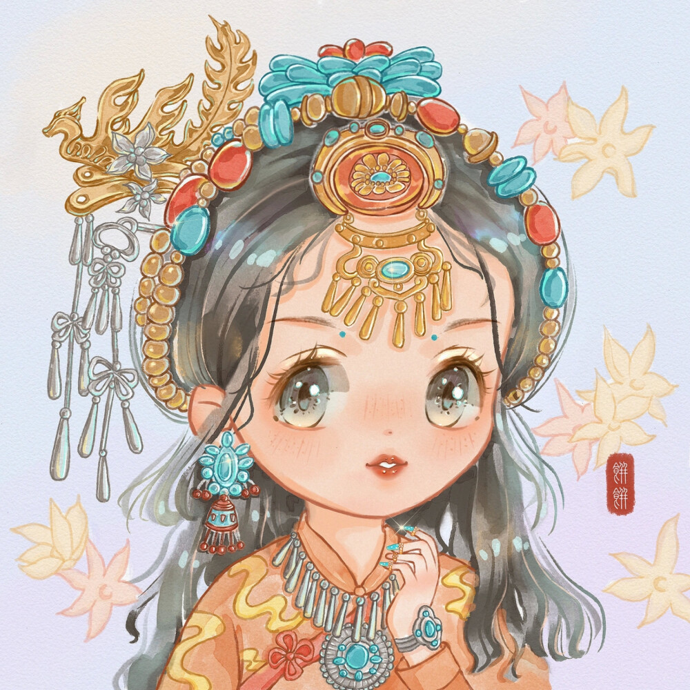 花与美人 灿烂笑容
插画师:饼饼小画薄