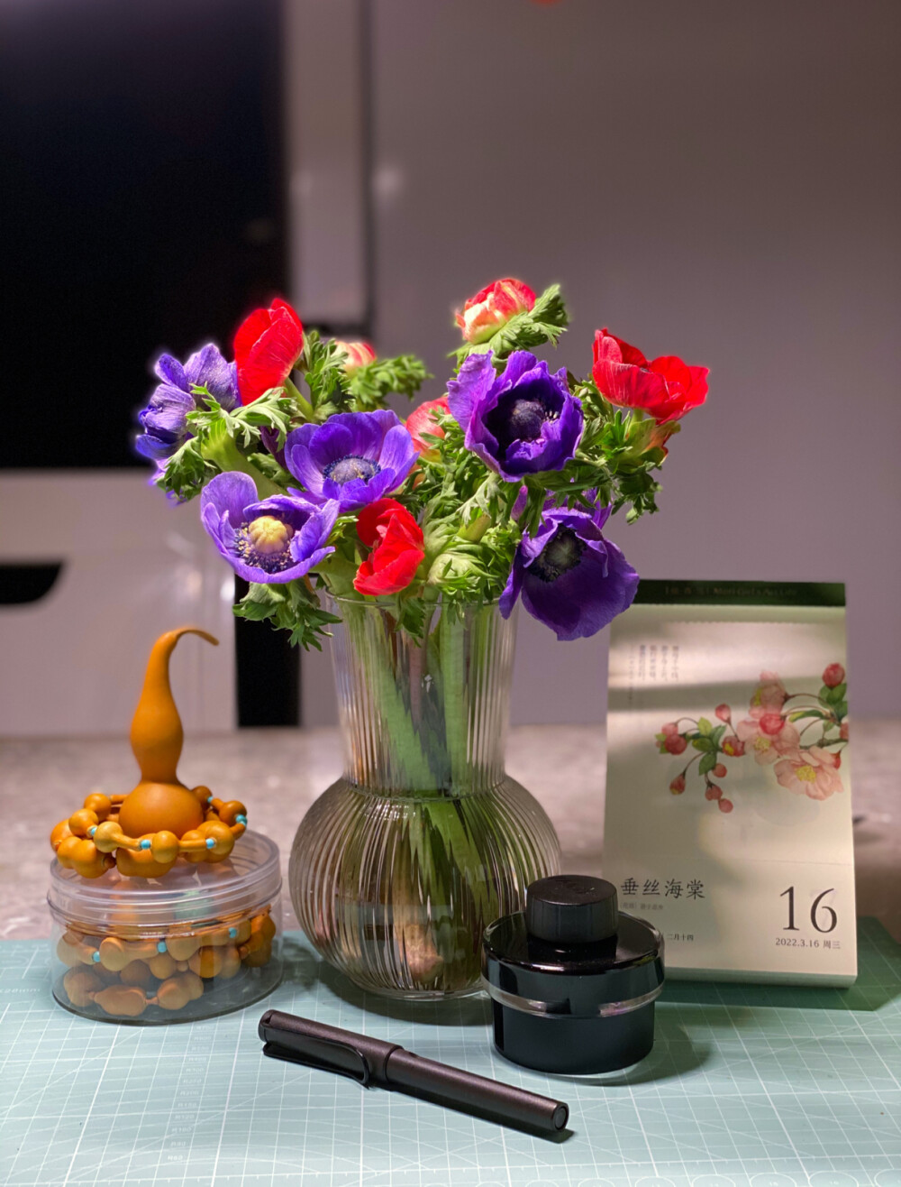 平凡日常
1、以前从不网购鲜花，嫌弃质量不好，这次几块钱网购了一大把银莲，真香。
2、雕刻的水仙开花了，根系白嫩丰富，好似一碗阳春面。
3、自己用玉线做的流苏，像一朵蓝紫色的合欢。
4、我的雪人，此刻已是天边一朵云☁️。
5、15的元宵，16的元宵花灯，想学扎灯笼。
6、和艺术家好朋友‍一起吃蛋糕画画。
7、过年买的报春花，一茬一茬地不断开放。
8、比我头大的佛手，“你快点拍！我脖子要断了！”
9、电线和天空和云彩组成的韵律感。