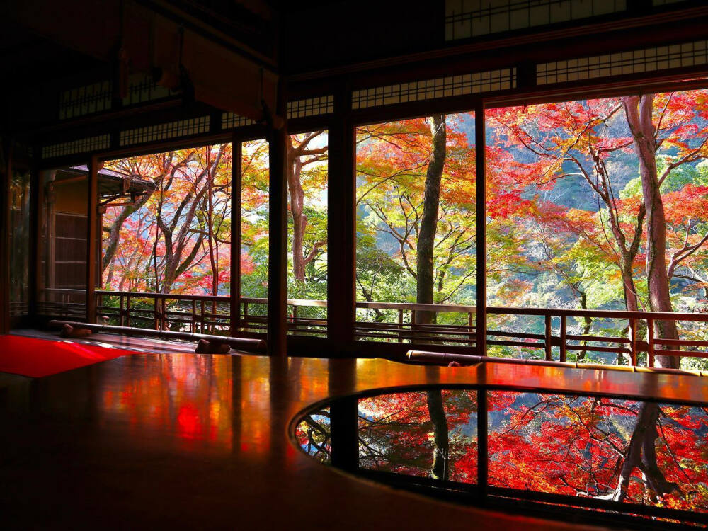 日本 京都 嵐山 祐斎亭 紅葉