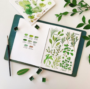 Yirang Kim的水彩作品色调淡雅生动，画面细腻明艳，一帧帧的清雅温馨，仿佛看见一朵朵绽放的鲜花。她的水彩画透出无限温柔，看了让人元气满满。