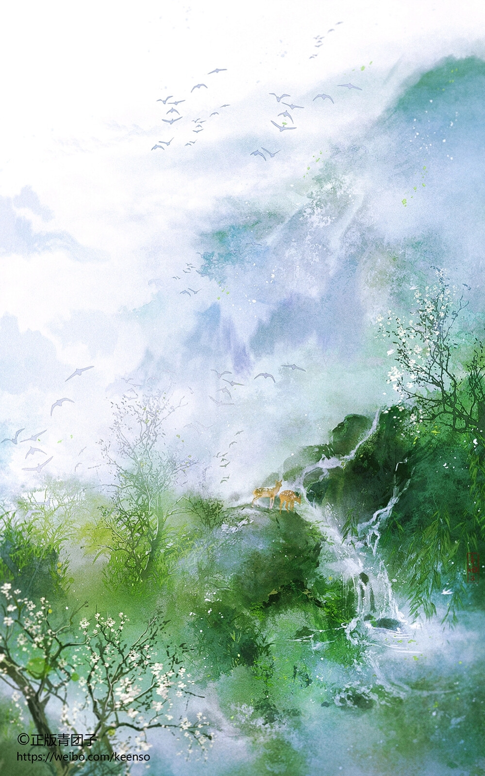 春水碧于天，画船听雨眠
©lof 舟行绿水