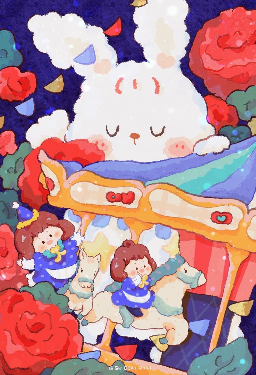 治愈系兔兔插画 画师:苏格子插画