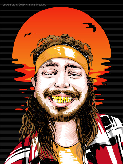 原创插画分享｜Post Malone｜壁纸分享｜潮流插画｜说唱｜新锐插画艺术｜嘻哈｜涂鸦