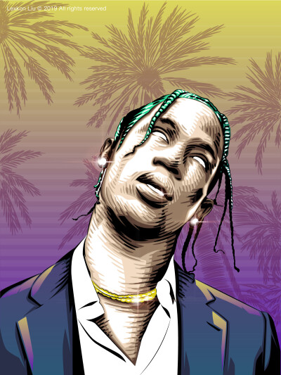 原创插画分享｜Travis Scott｜壁纸分享｜潮流插画｜说唱｜新锐插画艺术｜嘻哈｜涂鸦