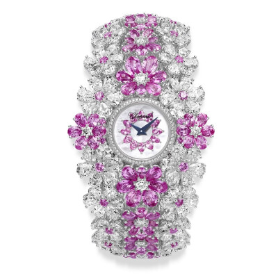 Chopard 肖邦 高级珠宝系列「世外桃源 Paradise」Red Carpet 高级珠宝腕表 白金表壳，镶嵌总重44.58ct的钻石，总重30.7ct的粉色蓝宝石