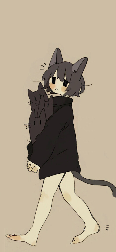 猫咪和少女壁纸