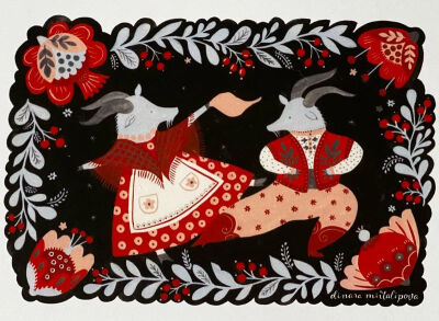 插画师Dinara Mirtalipova来自乌兹别克斯坦，提起她的作品，最佳关键词一定是：民族风情+东欧童话。
