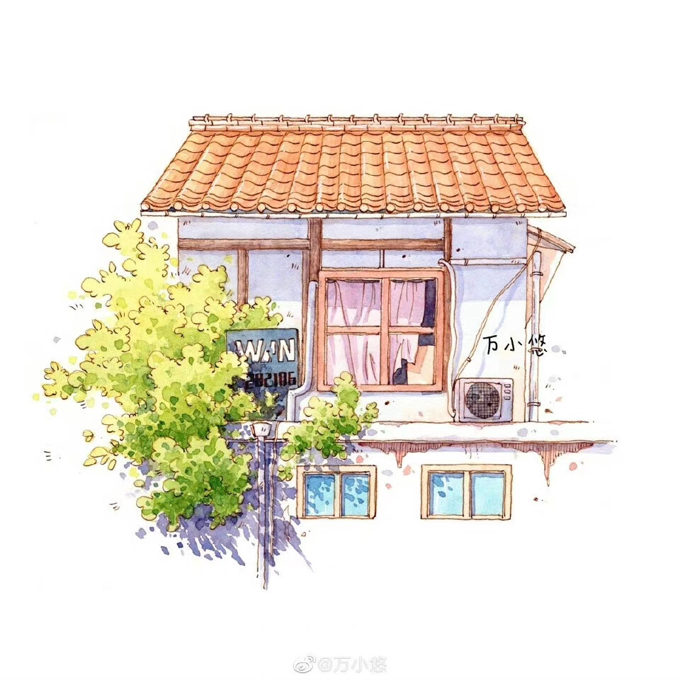 一组小房子建筑街屋。
作者：@万小悠 ?