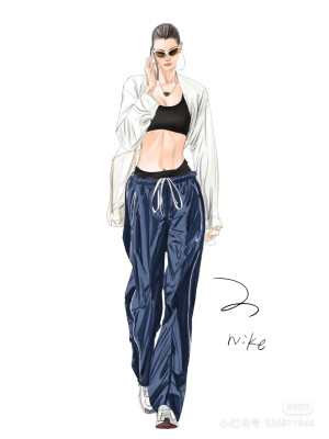 现代人物街拍插画