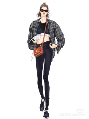 现代人物街拍插画