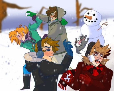 eddsworld杂图:打雪仗的四人组(即Edd,Matt,Tom和Tord)
背景中包括了“雪地生化危机”中的雪人与Edd的灰猫
素材来源于网络.侵删