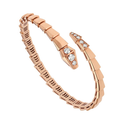 BVLGARI 宝格丽「Serpenti Viper」系列以「蝰蛇 Viper」作为灵感 玫瑰金手镯 镶嵌总重0.47ct的圆形切割钻石