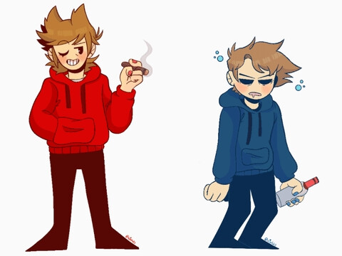 eddsworld杂图:托汤(即Tord和Tom)
Tord喜欢抽yan,Tom喜欢喝jiu,真是绝配啊(狗头)
素材来源于网络.侵删