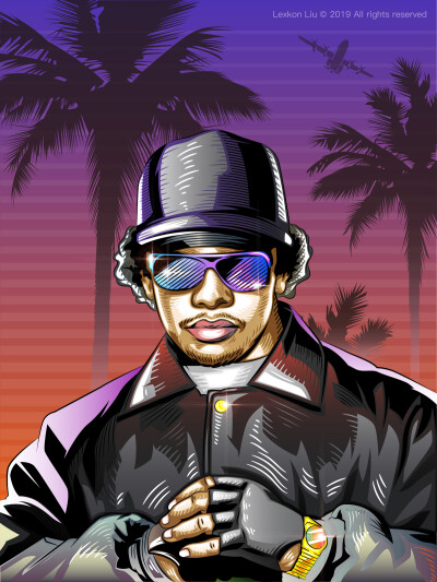 原创插画分享｜Eazy- E｜壁纸分享｜潮流插画｜说唱｜新锐插画艺术｜嘻哈｜涂鸦