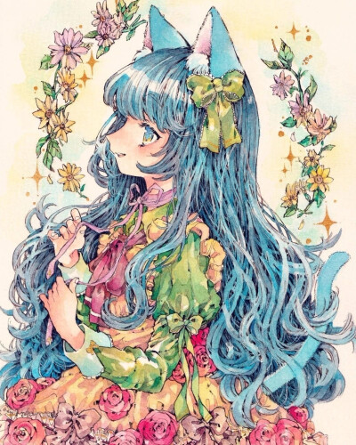 水彩插画漫画人物 插画师 natuki