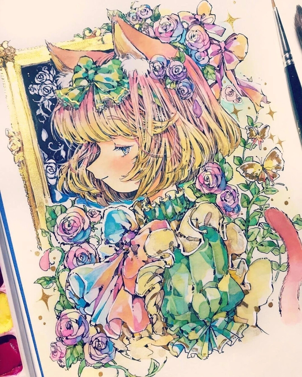 水彩插画漫画人物 插画师 natuki