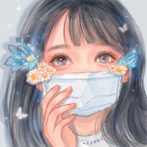 水彩少女插画