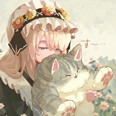  猫与少女头像 画师： おいも（twi：oimo_imoo）