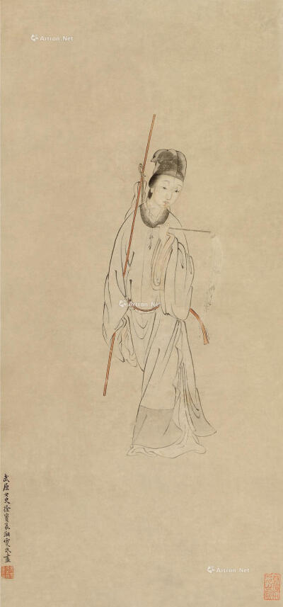 女官像 镜片 设色纸本
款识：武原女史徐宝篆湘雯氏画。
印鉴：女吏徐宝篆画印
鉴藏印：曾在润州石久山处
