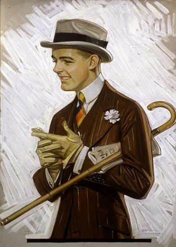 这位插画大师名叫 J.C.Leyendecker（莱恩德克），是20世纪前40年美国最重要的广告插画家。
他曾在法国求学，有着扎实的绘画功底，与同为商业插画大师的穆夏也有所交集。
