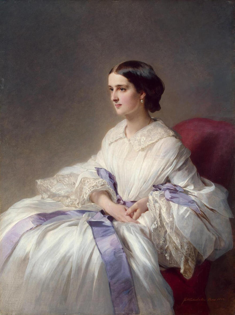 弗朗兹·克萨韦尔.温德尔哈尔特(Franz Xaver
Winterhalter, 1805年4月20日-1873年7月8 日），德国画家。曾为众多19世纪中期的欧洲皇室成员绘像，因而知名，他的名字已经和肖像画联系在一起。他最出名的作品分别是1855年的被侍女围绕的欧仁妮皇后(Empress Eugenie Surrounded by her Ladies in Waiting)和1865年的奥地利伊丽莎白像。