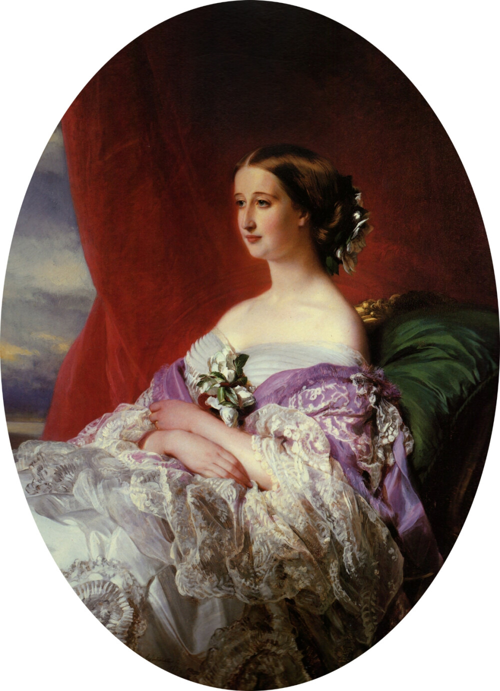 弗朗兹·克萨韦尔.温德尔哈尔特(Franz Xaver
Winterhalter, 1805年4月20日-1873年7月8 日），德国画家。曾为众多19世纪中期的欧洲皇室成员绘像，因而知名，他的名字已经和肖像画联系在一起。他最出名的作品分别是1855年的被侍女围绕的欧仁妮皇后(Empress Eugenie Surrounded by her Ladies in Waiting)和1865年的奥地利伊丽莎白像。