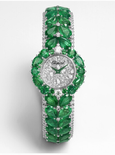 Chopard 肖邦「世外桃源 Paradise」Esperanza 高级珠宝腕表 白金表壳，镶嵌总重41.89ct的水滴形切割和圆形切割祖母绿，总重6.38ct的钻石