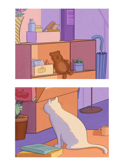 原创插画【独居生活】01
下班了，今天不知怎么感觉特别累，一个人实在没心思做饭，打包个外卖上楼吃，顺便解放一下双手吧