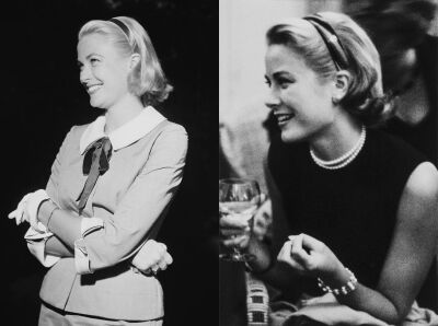 电影演员变成摩洛哥王妃的Grace Kelly，在正式场合也爱用丝巾作发带点缀
