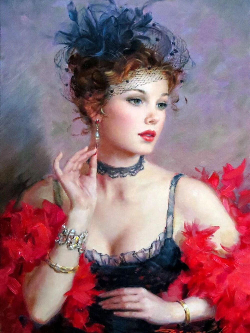 康斯坦丁·拉祖莫夫（Konstantin Razumov，1974-）是俄罗斯画家，以其印象派肖像画而闻名。拉祖莫夫1974年出生于俄罗斯扎林斯克，在莫斯科伊利亚·格拉祖诺夫绘画、雕塑和建筑学院学习，他的历史画作在那里获得了巨大的赞誉。
拉祖莫夫是一位才华横溢的印象派画家，画过各种题材，从人物到风景、年轻的芭蕾舞演员、儿童和花园和穿着奢华服装的年轻女性。他鲜艳的色彩，人物皮肤的光滑度，人物的表现力，使他的画与众不同。
拉祖莫夫拥有充满活力的闪烁笔触，加上对光线和出色的绘图技巧的掌握。他绘画风格独特，现代传统写实手法和印象派画法相结合，将人物的美妙用鲜艳的色彩描绘得淋漓尽致。
作品中，人物手和脸的特征都是写实的，而面料和周围的环境则是印象派的笔触。在人物的表现上，他的笔触细腻柔和，有着一种非常柔软的感觉，人物的皮肤光滑水嫩，双眼清澈含水，很是令人心动！在他画笔之下这些女子似乎具有更强烈的吸引力，每一个眼神都具有致命的妩媚与娇艳、温柔和感性。