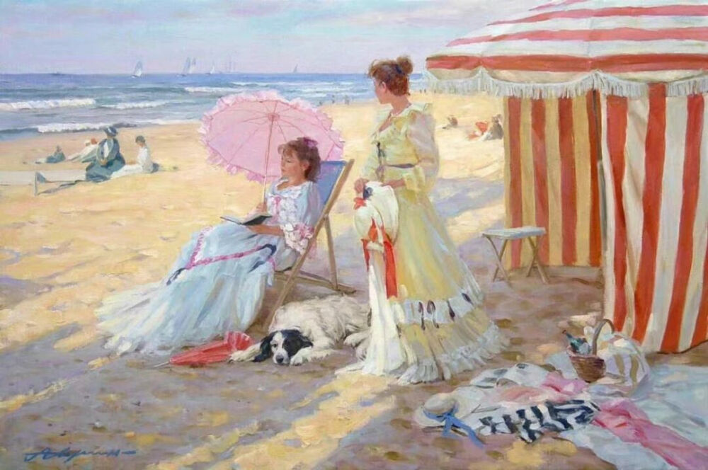 康斯坦丁·拉祖莫夫（Konstantin Razumov，1974-）是俄罗斯画家，以其印象派肖像画而闻名。拉祖莫夫1974年出生于俄罗斯扎林斯克，在莫斯科伊利亚·格拉祖诺夫绘画、雕塑和建筑学院学习，他的历史画作在那里获得了巨大的赞誉。
拉祖莫夫是一位才华横溢的印象派画家，画过各种题材，从人物到风景、年轻的芭蕾舞演员、儿童和花园和穿着奢华服装的年轻女性。他鲜艳的色彩，人物皮肤的光滑度，人物的表现力，使他的画与众不同。
拉祖莫夫拥有充满活力的闪烁笔触，加上对光线和出色的绘图技巧的掌握。他绘画风格独特，现代传统写实手法和印象派画法相结合，将人物的美妙用鲜艳的色彩描绘得淋漓尽致。
作品中，人物手和脸的特征都是写实的，而面料和周围的环境则是印象派的笔触。在人物的表现上，他的笔触细腻柔和，有着一种非常柔软的感觉，人物的皮肤光滑水嫩，双眼清澈含水，很是令人心动！在他画笔之下这些女子似乎具有更强烈的吸引力，每一个眼神都具有致命的妩媚与娇艳、温柔和感性。