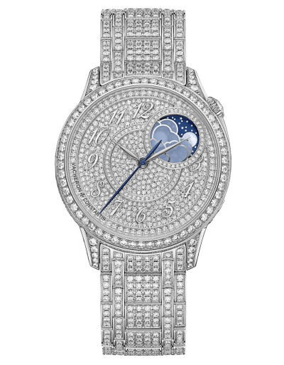 202003019 Vacheron Constantin 江诗丹顿 女表系列 Égérie Moon Phase Jewellery 以古罗马神话中的女神「Ēgeria 厄革里亚」命名，37mm白金表壳，厚度仅10.53mm，整枚腕表共镶嵌超过1300颗钻石，闪耀的火彩与幽蓝色…