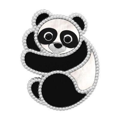 Van Cleef & Arpels 梵克雅宝 Panda 白金胸针 镶嵌白色珍珠母贝和缟玛瑙 熊猫