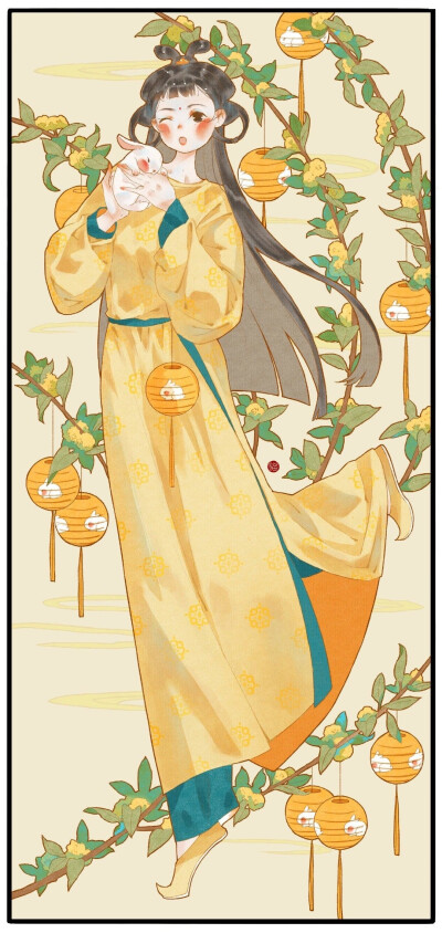 古风美人古风背景壁纸插画 画师：猫小叶要画画