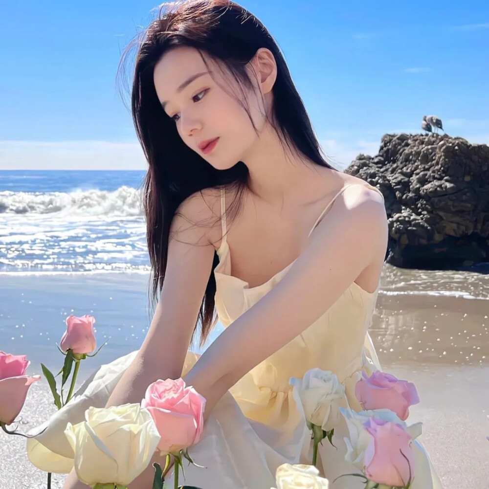 女头与花